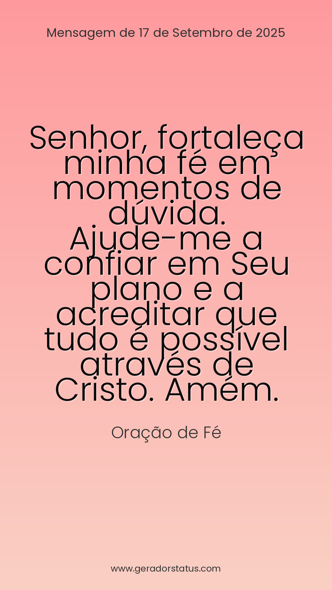 Status do dia: Oração Cristã